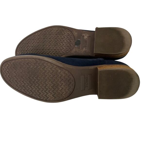 TOMS Womens Boots Size 11 Navy Blue Suede Side Zip Ankle Booties Low Heel - Picture 7 of 7